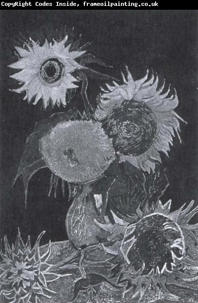 Vincent Van Gogh Vase with Five Sunflowers
